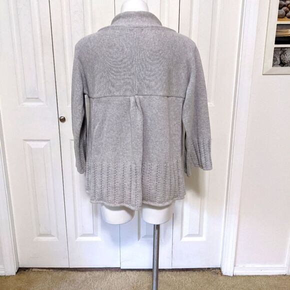 Women's "Mix It" Brand Cotton Open Heather Grey Cardigan Sweater - Picture 13 of 13